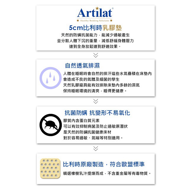 單人3.5*6.2尺 Artilat比利時進口乳膠床墊5cm obis