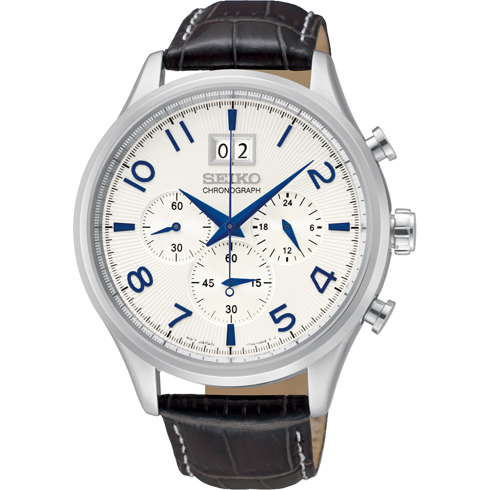 SEIKO CS 爵士大日期視窗計時腕錶(SPC155P1)-銀x黑色錶帶/42mm