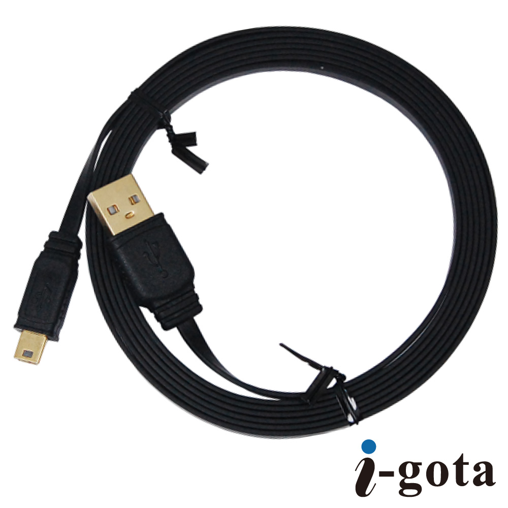 i-gota【愛購它】 超薄型USB 2.0 A公- Mini 5P 電腦傳輸線(2M)