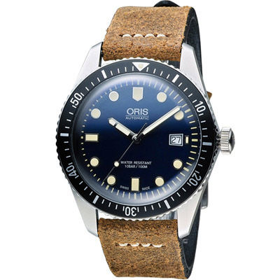 Oris豪利時 Divers Sixty-Five潛水機械腕錶-黑x咖啡色/42mm