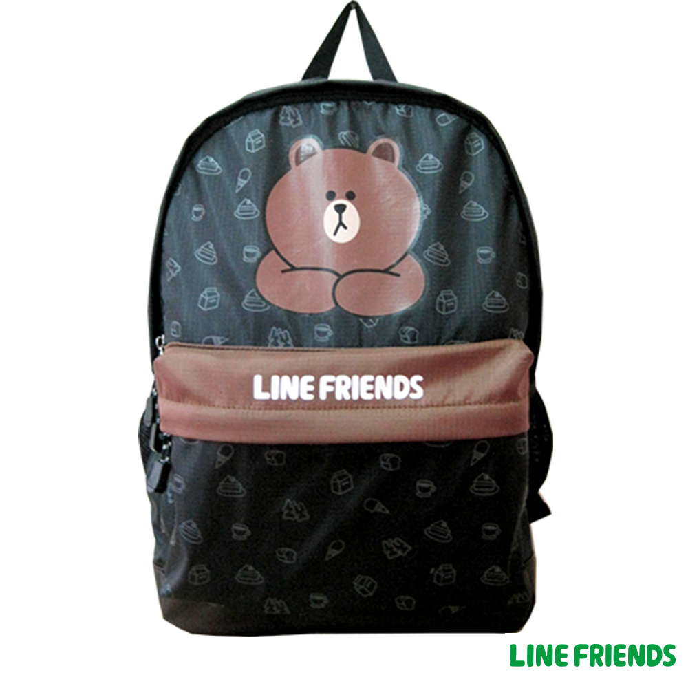 【LINE FRIENDS】熊大輕質休閒後背包(黑)