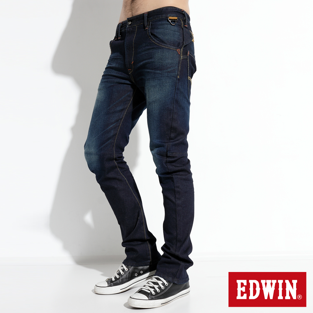 【EDWIN】大尺碼 E-F ZERO伸縮中直筒牛仔褲-男款(原藍磨)