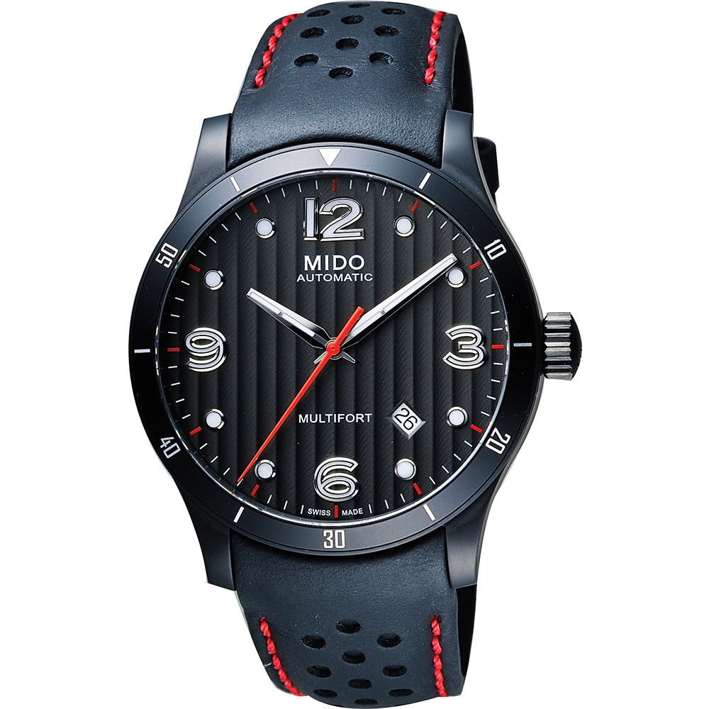 MIDO 美度 官方授權 Multifort 先鋒系列時尚機械腕錶-鐵灰x黑x紅/42mm M0254073606100