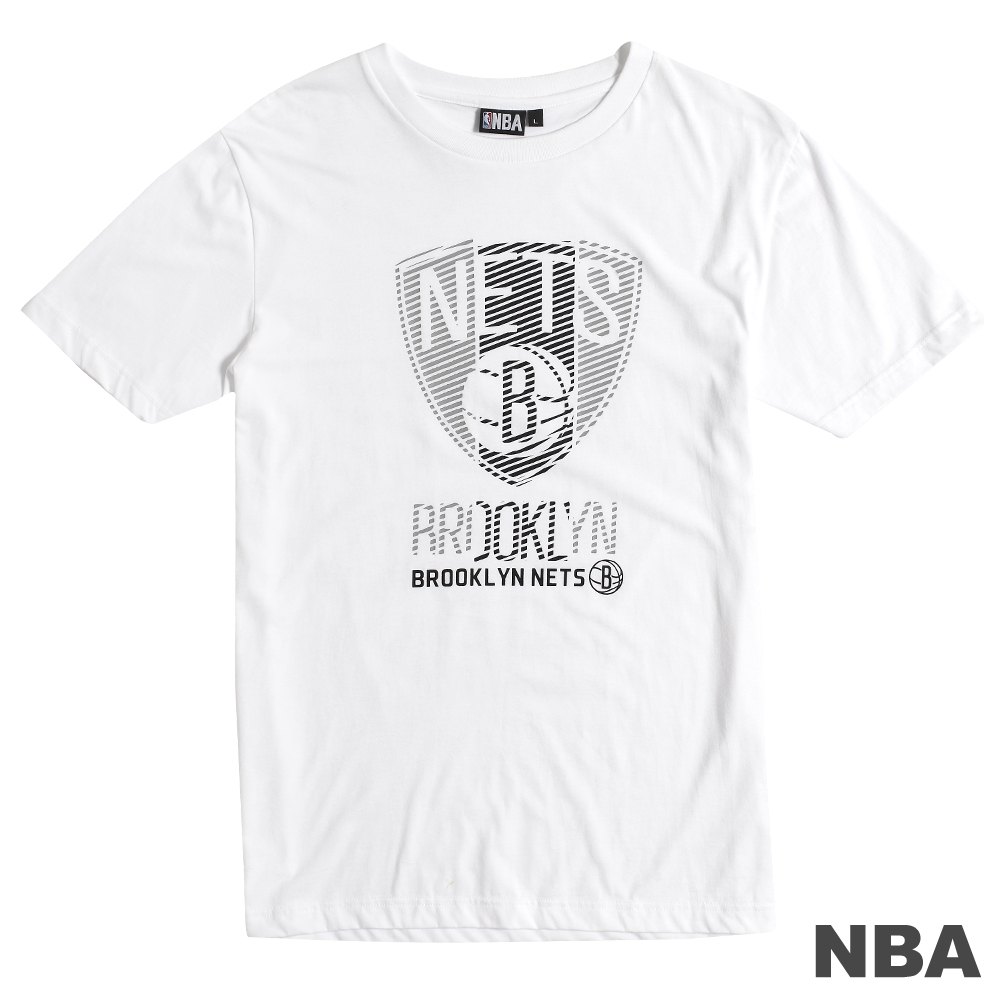 NBA-布魯克林籃網隊球隊配色斜紋印花T恤-白(男)