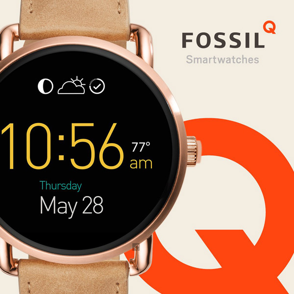 FOSSIL Q WANDER 系列觸控智慧型腕錶-玫塊金x卡其/45mm | Yahoo奇摩購物中心