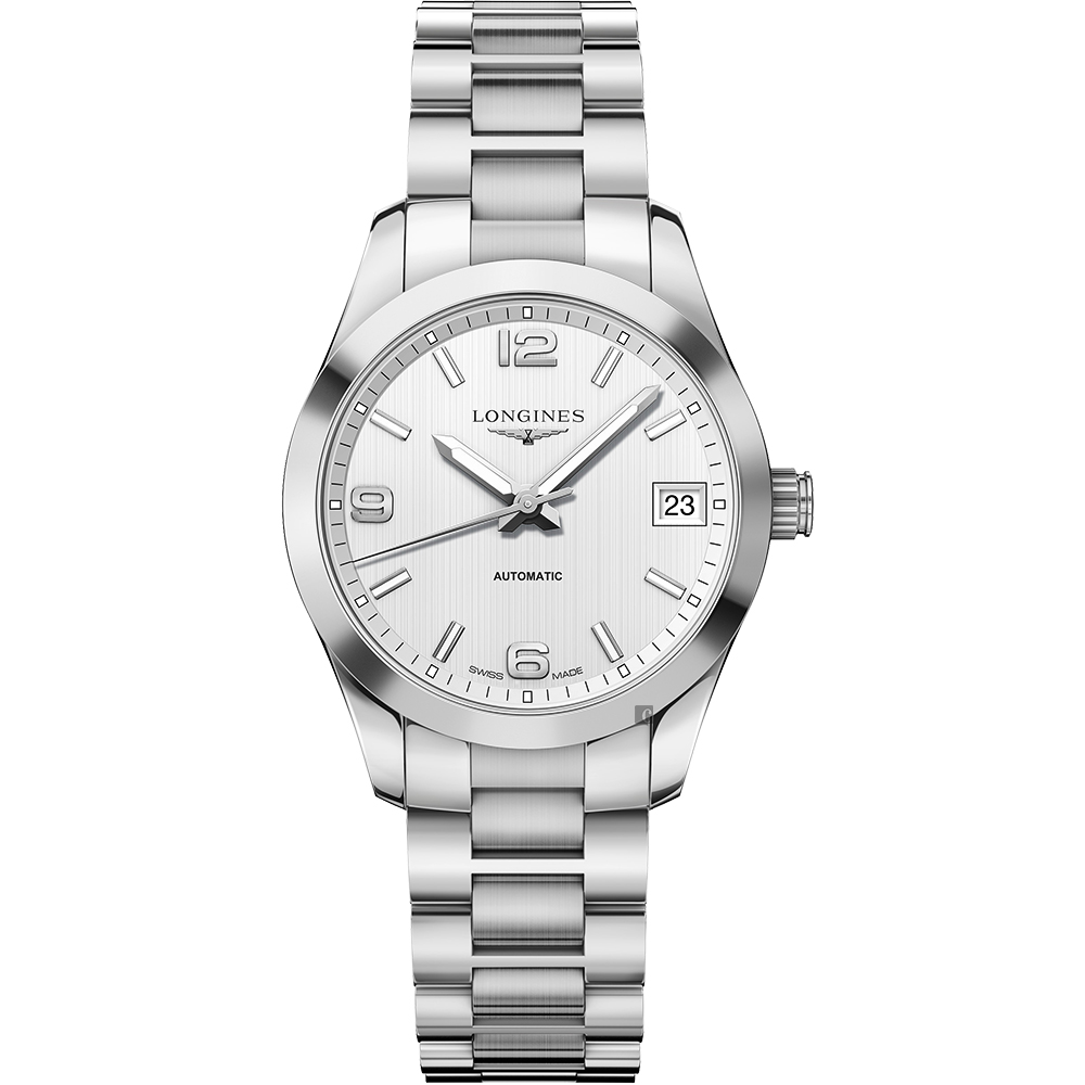 LONGINES 浪琴 官方授權 Conquest 征服者經典機械女錶-白x銀/34mm L2.385.4.76.6