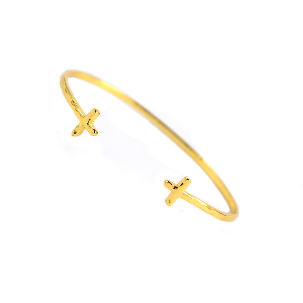 Gorjana  Cross Over金色十字架C型手環