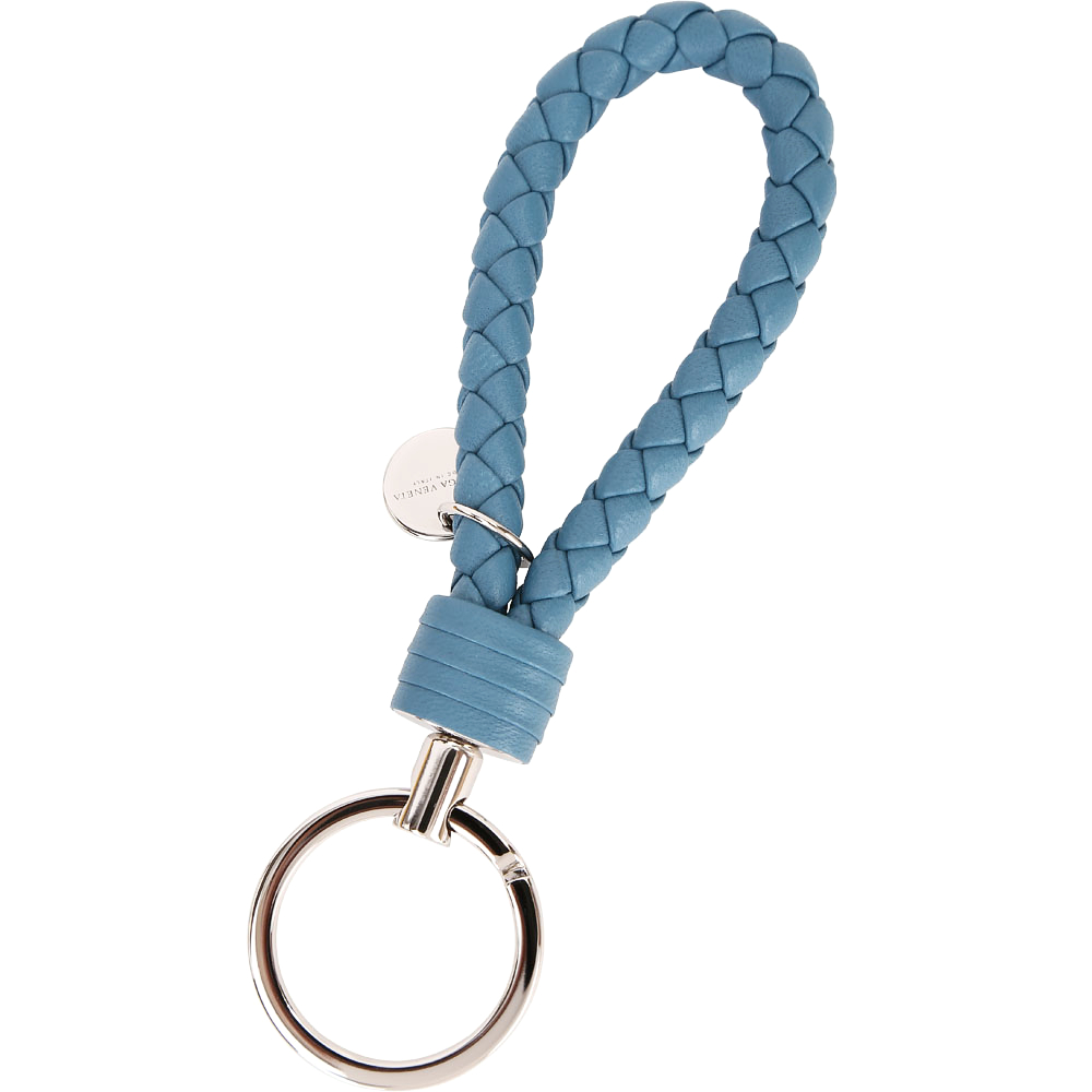 BOTTEGA VENETA 小羊皮編織鑰匙圈(灰藍色)