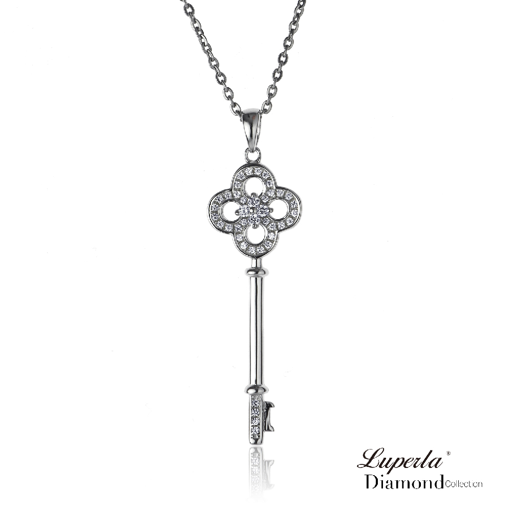大東山珠寶 純銀晶鑽墬飾項鍊 純愛心鑰
