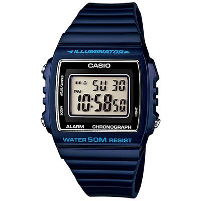 CASIO 超亮LED大螢幕方形數位錶(W-215H-2A)-紳士藍/40mm