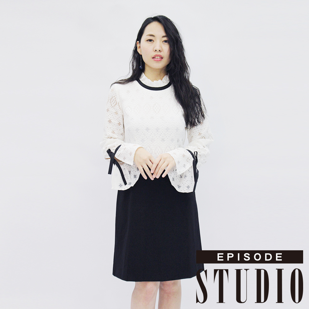 EPISODE Studio - 柔美優雅綁帶袖造型洋裝（白）