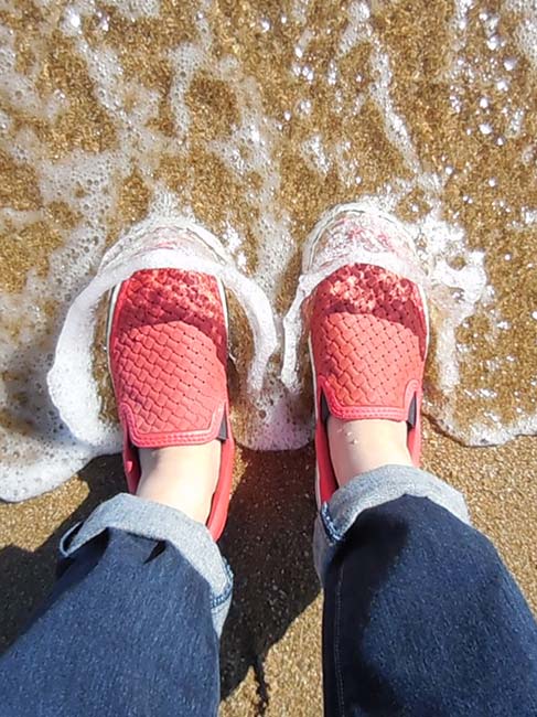 (男/女)Ponic&Co美國加州環保防水編織懶人鞋-紅色