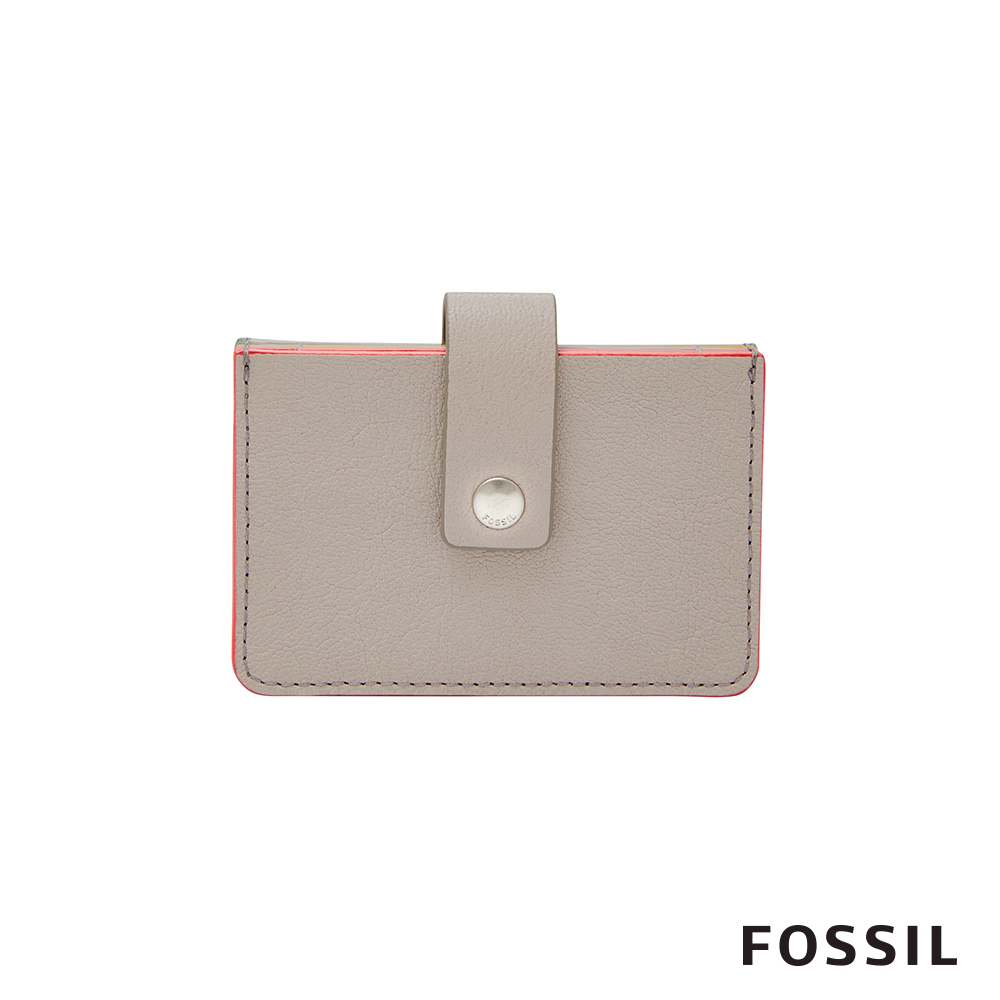 FOSSIL MINI WALLET真皮輕巧小夾-卡其/草莓牛奶