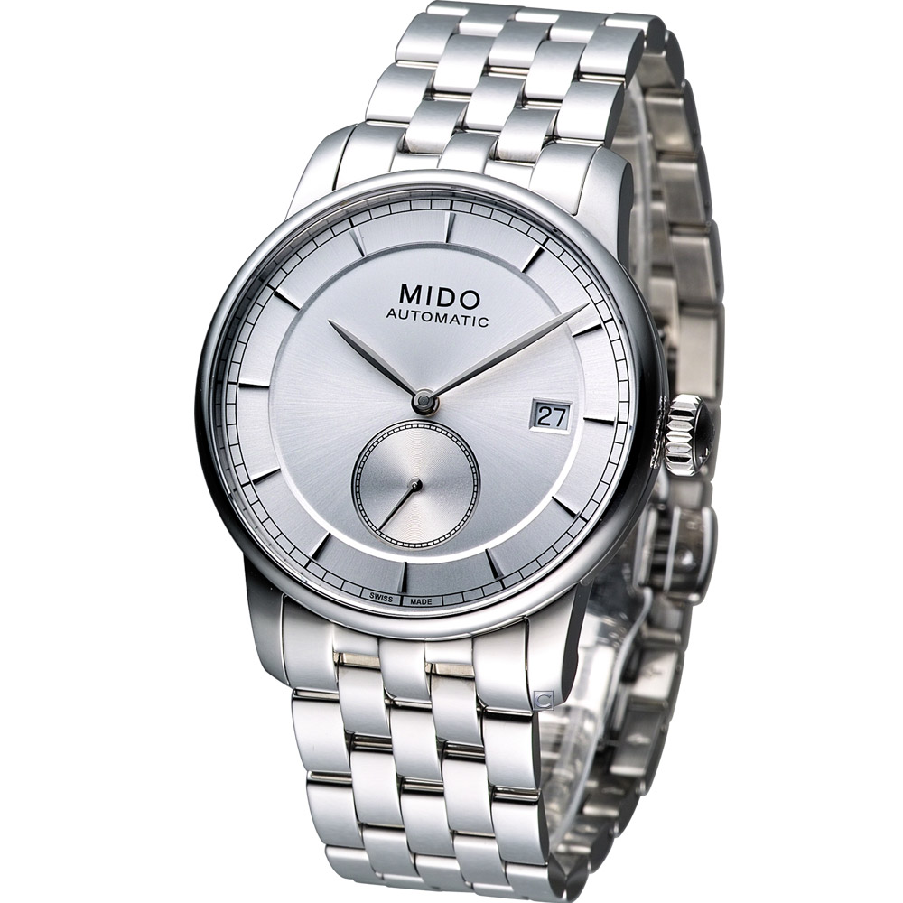 【MIDO 美度】官方授權經銷商M2 Baroncelli II 小提琴系列小秒針機械腕錶-銀白/38mm