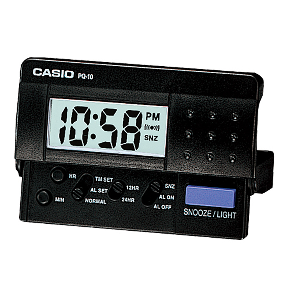 CASIO 蜂鳴響音LED鬧鐘(PQ-10-1)-黑