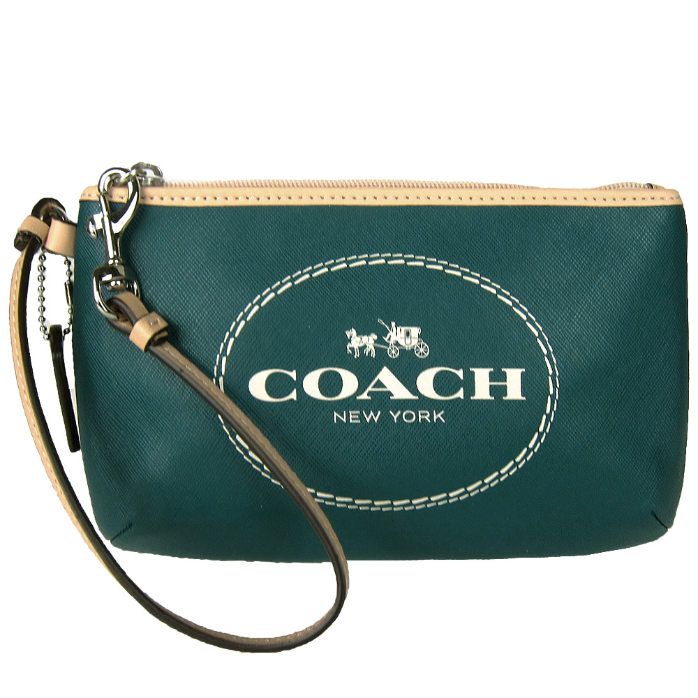 COACH 馬紋LOGO防刮手拿包(綠)