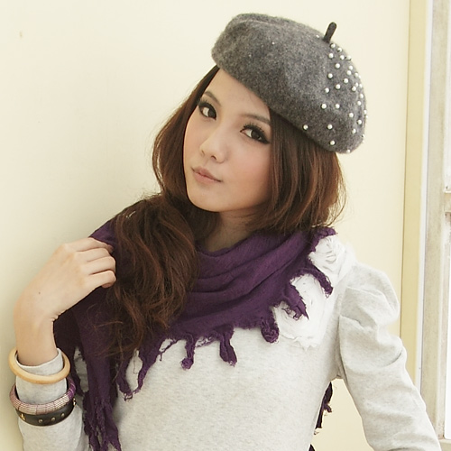 I-shi暖呼呼~波西米亞三角圍巾(紫色)
