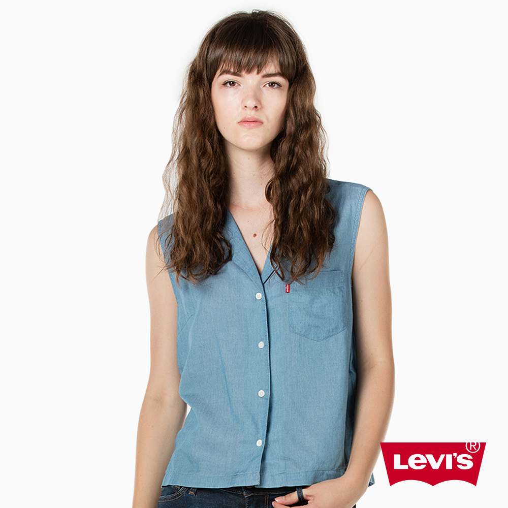 Levis 牛仔襯衫 女裝 無袖淺丹寧