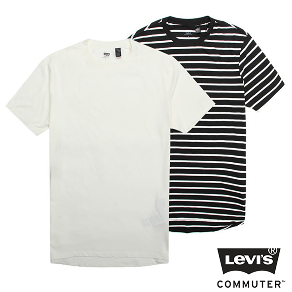Levis Commuter 短袖T恤 兩件組 米白素面 條紋 - 動態show