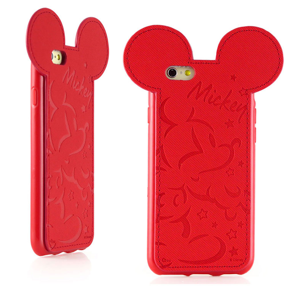 Disney iphone 6 plus /6s plus皮革耳朵造型手機殼-壓印款