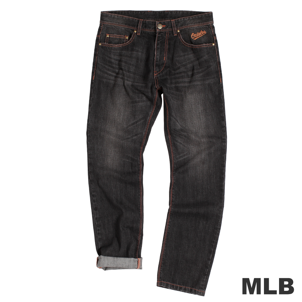 MLB-巴爾的摩金鶯隊復古水洗丹寧褲-黑(男)