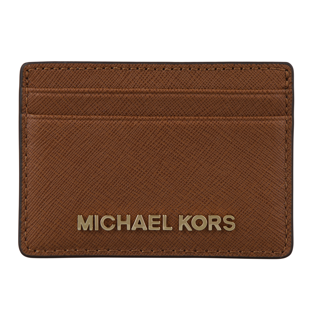 MICHAEL KORS 金字防刮皮革卡片夾(棕)