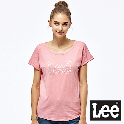 Lee 鎖鏈LOGO短袖圓領TEE-女款-粉