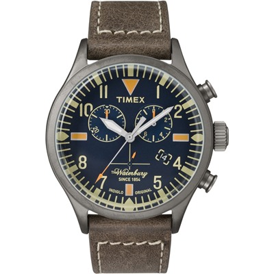 TIMEX 天美時Waterbury Chrono系列 雙眼計時腕錶 -褐色/42mm