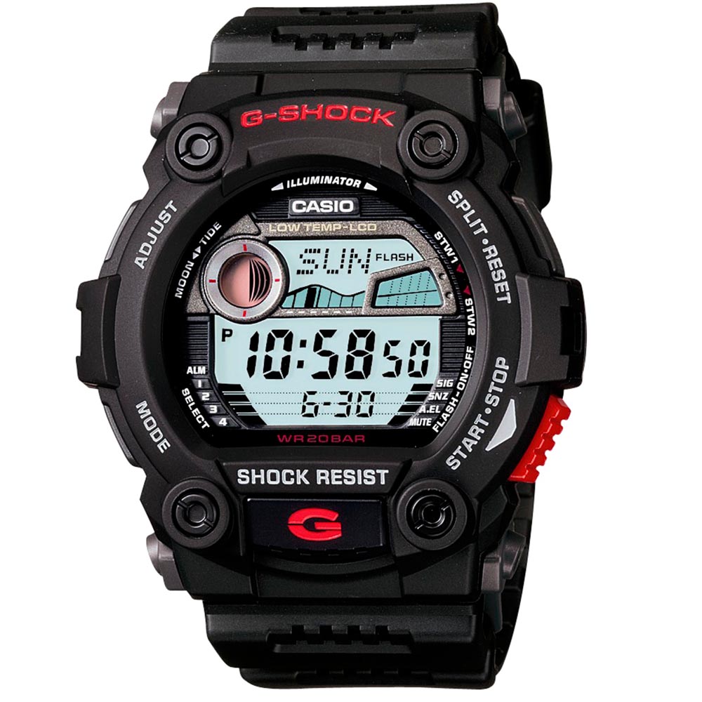 G-SHOCK 超時震撼時空月齡潮汐休閒錶(G-7900-1)-黑/50mm