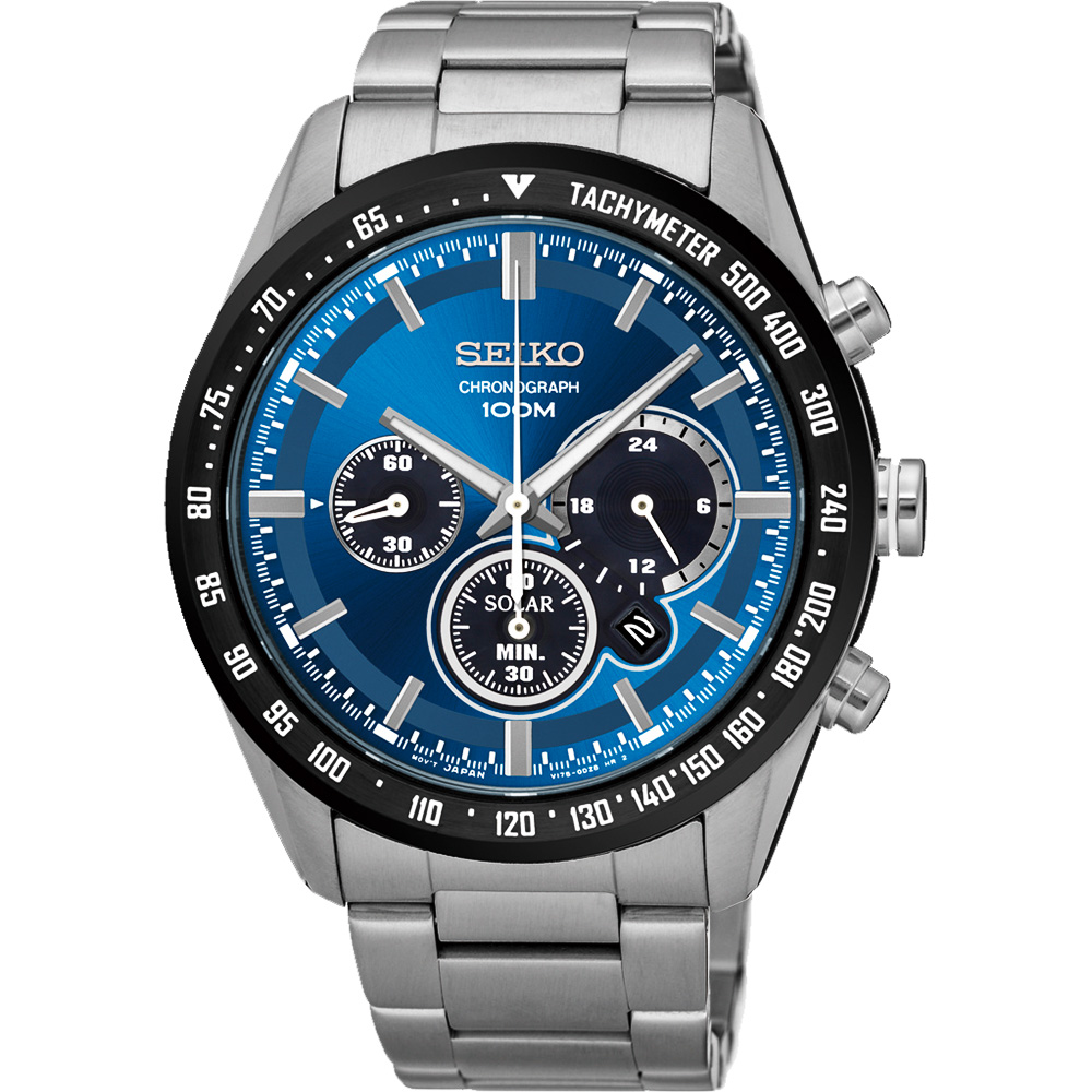 SEIKO Criteria 極速風暴太陽能計時碼錶(SSC465P1)-藍/42mm