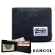 福利品 KANGOL 韓式潮流 多夾層橫式短皮夾+鑰匙圈禮盒-迷彩藍 product thumbnail 1