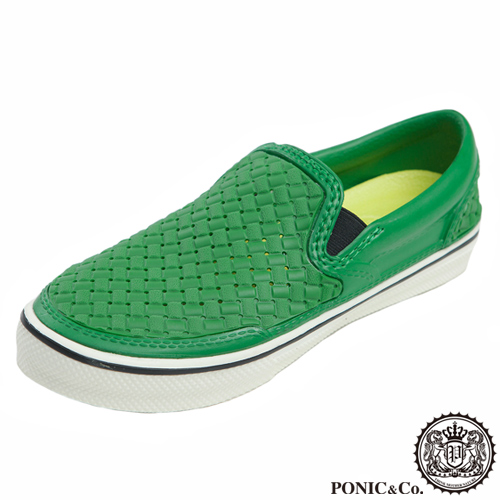 (男/女)Ponic&Co美國加州環保防水編織懶人鞋-綠色