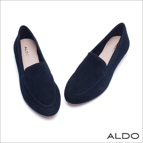 ALDO 原色真皮鞋面尖頭樂福鞋~尊爵黑色