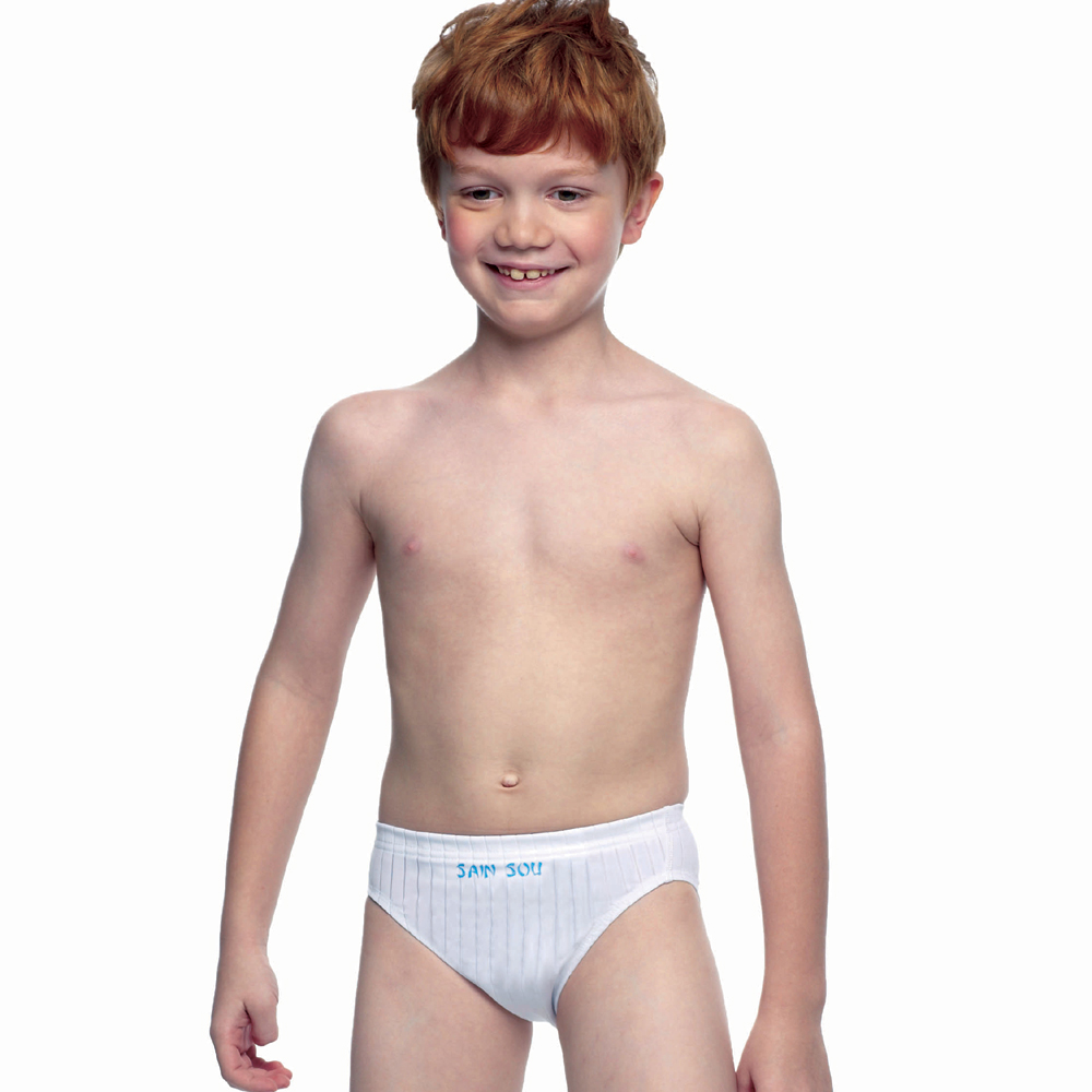 聖手牌 兒童泳裝 白色系專業三角男童泳褲