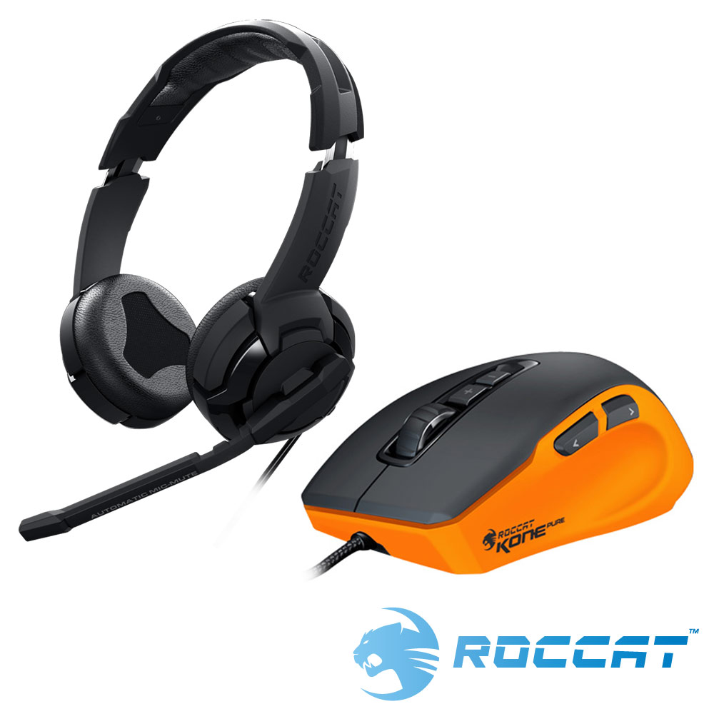 ROCCAT KONE PURE雷射電競滑鼠(橘)+KULO STEREO 電競耳機