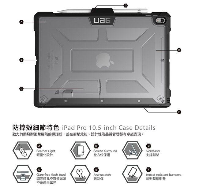 UAG iPad Pro 10.5吋耐衝擊保護殼-透明