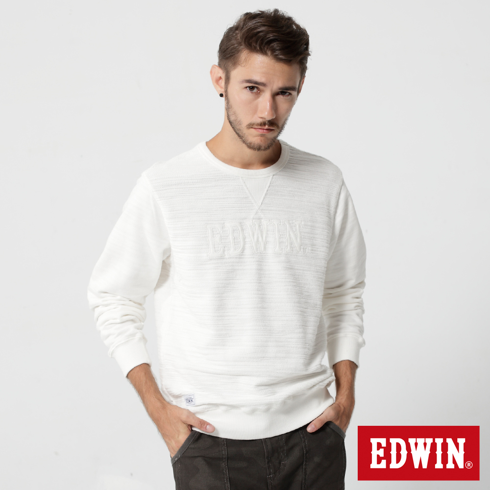 EDWIN 貼布繡花T恤-男-米白