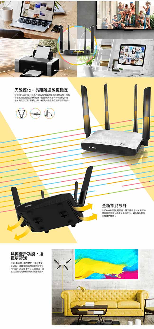 ZyXEL合勤 AC1200同步雙頻無線路由器NBG6604