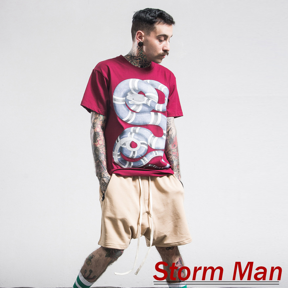 立體蛇印刷圖案圓領潮T (共二色)-Storm Man