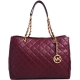 MICHAEL KORS Susannah 金LOGO菱格紋羊皮雙層肩背包-酒紅 product thumbnail 1