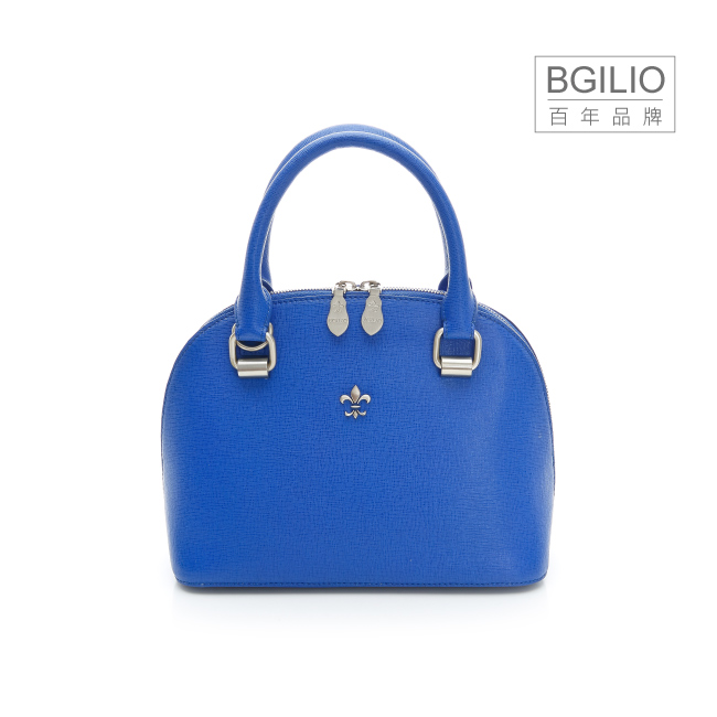義大利BGilio - 十字紋牛皮經典貝殼包 - 藍色 1713.003A
