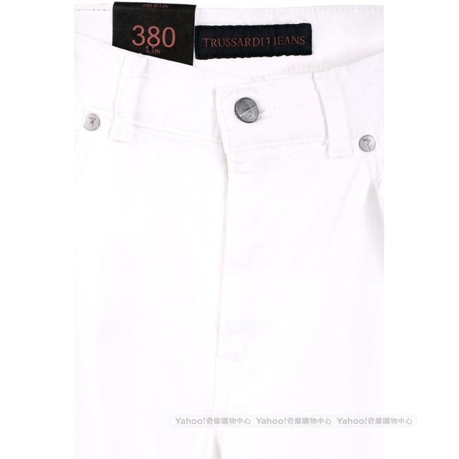 TRUSSARDI 白色仿舊銀釦直筒休閒長褲(男款)