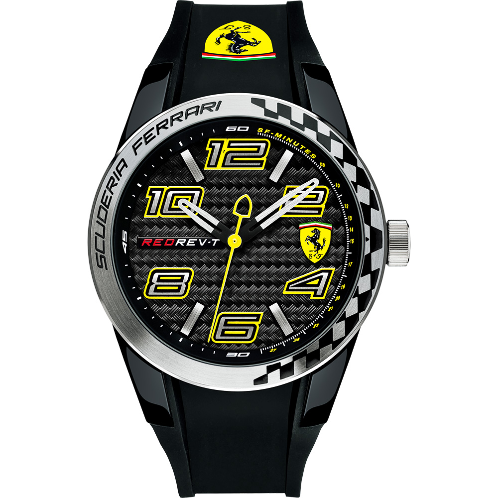 Scuderia Ferrari 法拉利 REV-T 競速腕錶-黑x黃/44mm