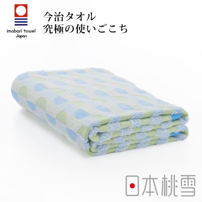 日本桃雪今治水波紋浴巾(藍綠草原)