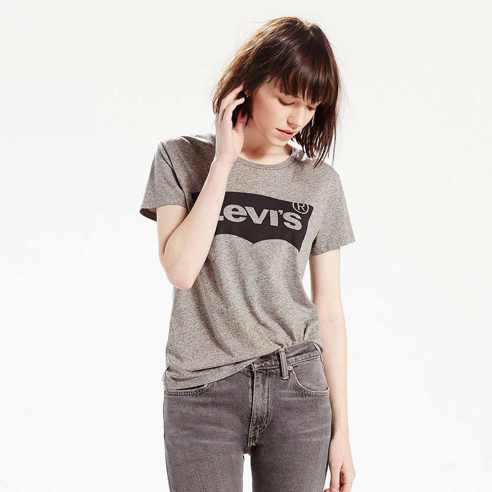 Levis 女款Viscose經典Logo Tee-灰色