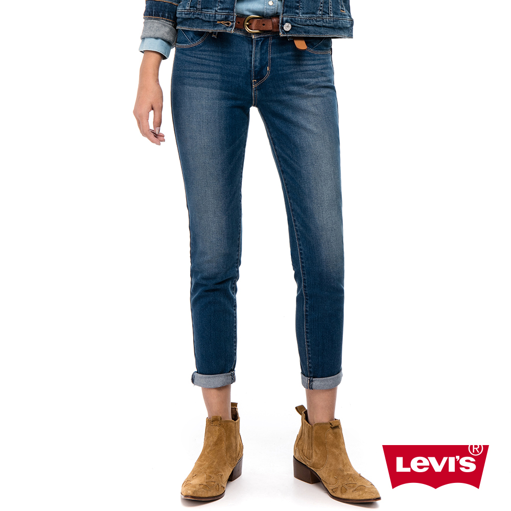 Levis 女款 Revel 中腰緊身提臀牛仔長褲 高彈力塑型布料