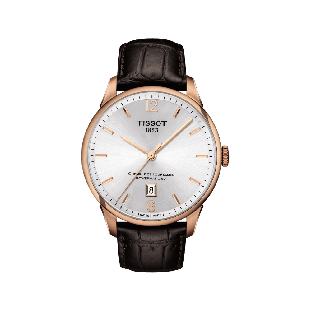 TISSOT 天梭 官方授權 杜魯爾系列機械動力80腕錶 送禮推薦-銀x玫瑰金框/42mm T0994073603700