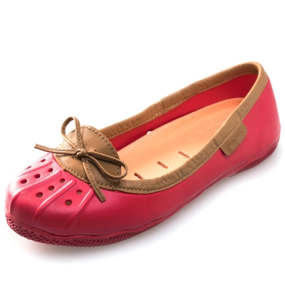 (女)Ponic&Co美國加州環保防水真皮滾邊娃娃鞋-紅色