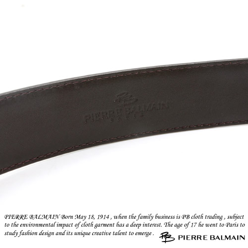 PB 皮爾帕門-經典方切橫菱點設計款-頭層牛皮自動扣皮帶-855
