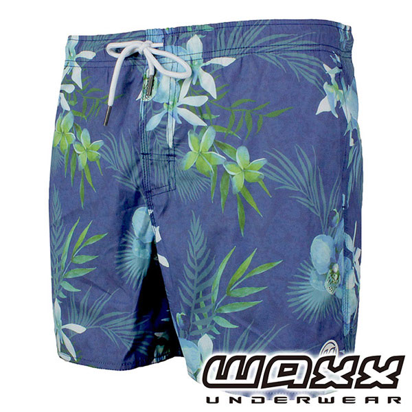 WAXX熱浪系列-藍色叢林快乾型男海灘褲(15英吋)